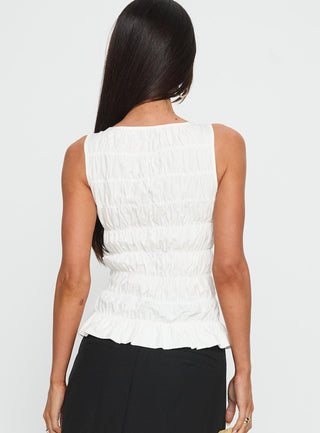 Marleene Shirred Top White