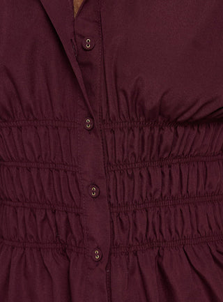 As You Are Shirred Button Up Top Cherry