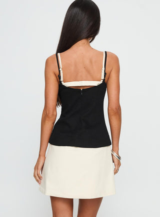 Mariselle Layered Corset Mini Dress Black  Cream