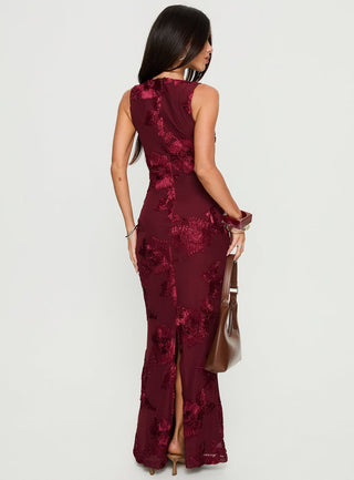 Fionna Floral Maxi Dress Burgundy