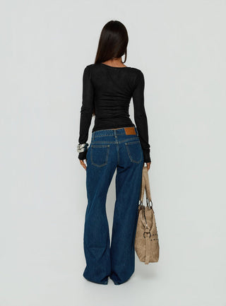 Tidal Wave Low Rise Straight Leg Jeans Dark Blue Wash