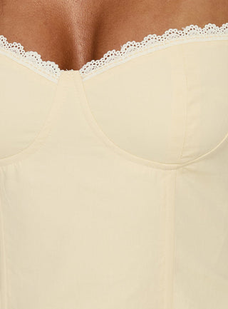 Noria Lace Trim Corset Top Yellow