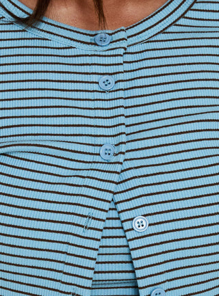 Serafia Button Up Cardigan Blue Stripe