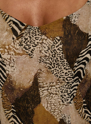 Araliza Hanky Hem Midi Dress Animal