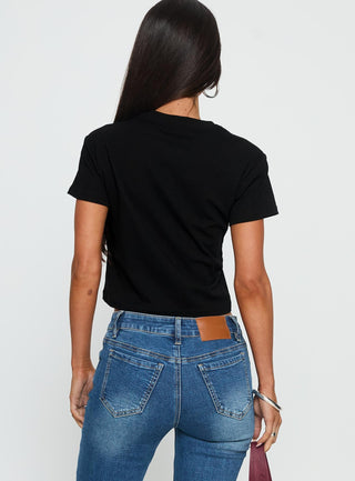 Text, Dont Call Shimmer Graphic Top Black