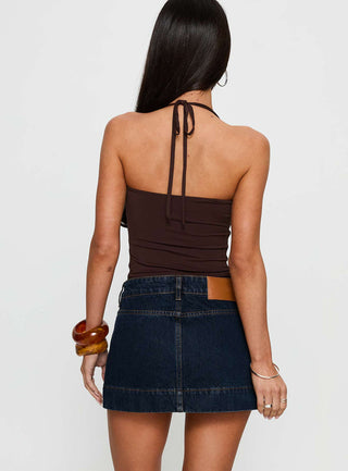 Warna Low Rise Denim Mini Skirt Dark Wash Tall