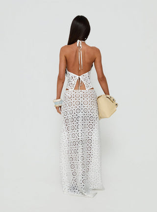 Starting Fresh Crochet Maxi Skirt White
