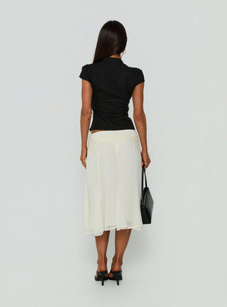 Ambrosea Panelled Midi Skirt Cream