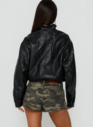 Dreamful Low Rise Mini Denim Short Washed Camo