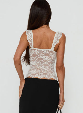 Arria Sheer Lace Top Cream