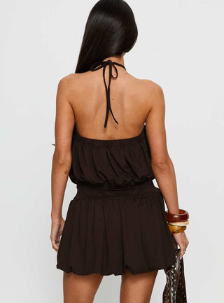 Sunnee Eyelet Detail Playsuit Brown Tall