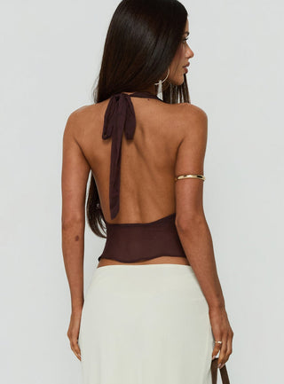 Ladylike Halter Panel Top Brown