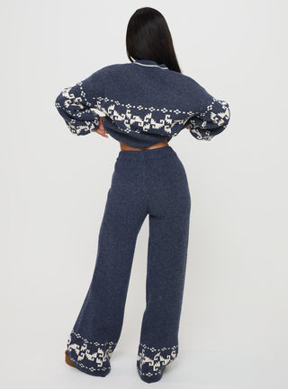 Alpine Knit Pants Navy  Cream