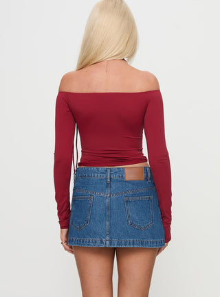 Nicolina Low Rise Denim Mini Skirt Light Wash Tall