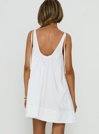 Lucka Babydoll Tie Mini Dress White