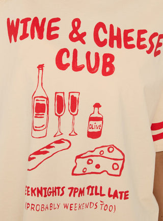 Grazing Club Oversized Graphic Tee Cream / Red