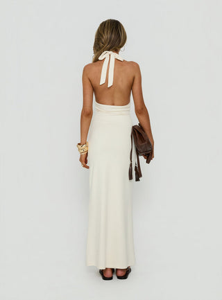 Almeria Lace Detail Halter Maxi Dress Butter