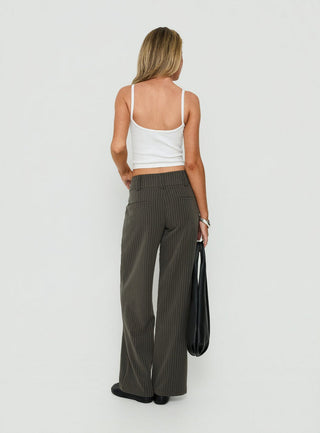 Two Lovers Low Rise Pants Grey Pinstripe