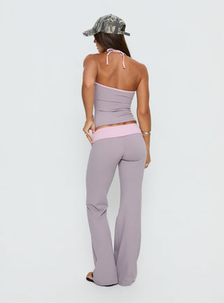 Kobee Jersey Flare Pants Slate  Dusty Pink