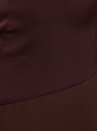 Emeliah Asymmetrical Plunge Midi Dress Brown