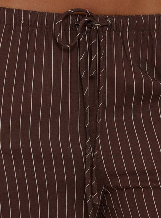 Amibella Mid Rise Wide Leg Pants Brown / Cream Stripe