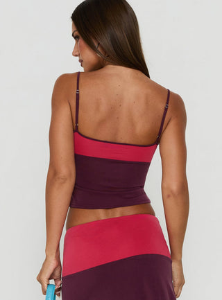 Karinna Scoop Splice Tank Top Red / Plum