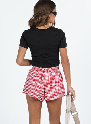 Beach House Shorts Red  White Gingham