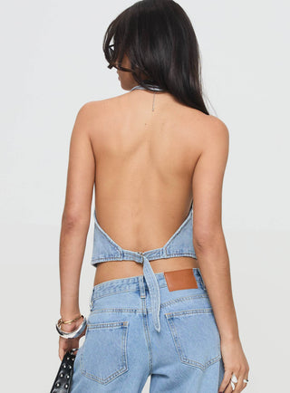 Je Suis Halter Top Light Wash