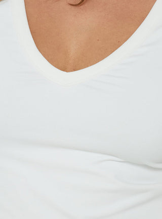 Daily Define Deep V Short Sleeve Top White Curve