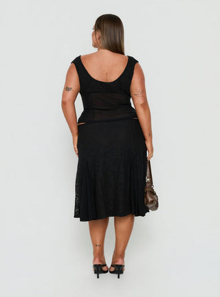 Quani Lace Midi Skirt Black Curve