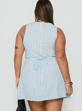Yumiko Playsuit Blue Stripe Curve