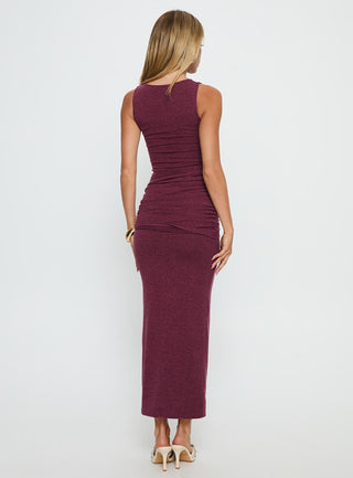 Heart Out Ruched Maxi Dress Plum