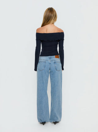 Ellanor Low Rise Slouch Denim Jean Washed Mid Blue Wash Petite