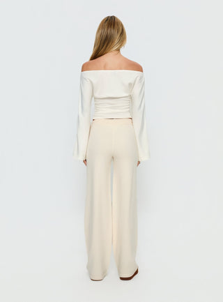 Felisha Low Waist Knit Pants White