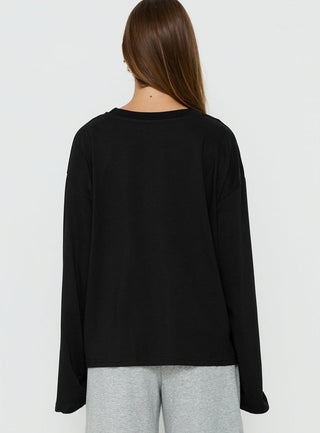 Settle Down Long Sleeve Top Black