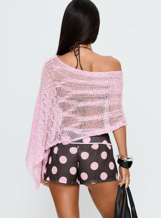 Yselle Micro Shorts Pink  Brown Polka Dot