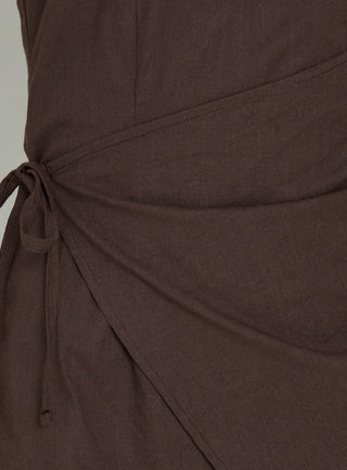 Noira Strapless Wrap Mini Dress Chocolate