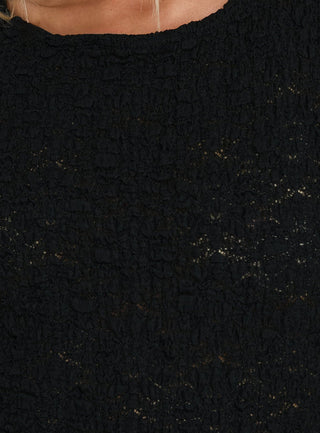 Rowann Textured Top Black