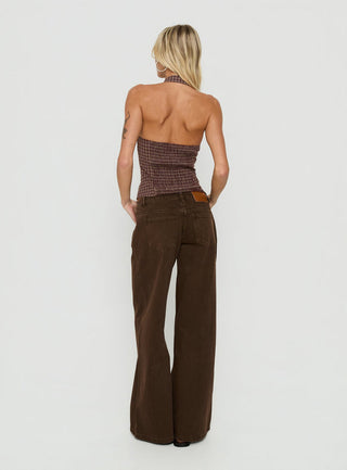 Picco Ultra Low Rise Wide Leg Jeans Brown