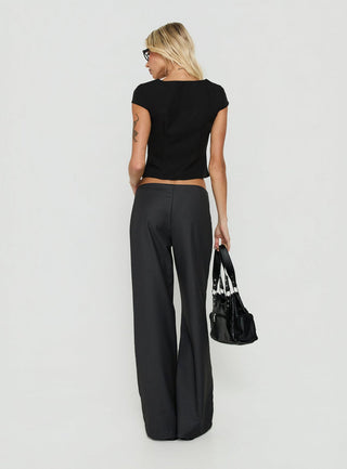 Agazia No Waist Low Rise Straight Pants Grey