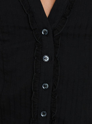 Dellen Frill Detail Blouse Top Black