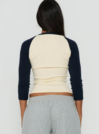 Telepathic Raglan Long Sleeve Top Cream / Navy