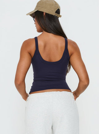 Kasper Cinched Longline Tank Top Navy