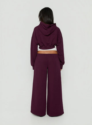 Kaeya Fleece Wide Leg Low Rise Pants Plum