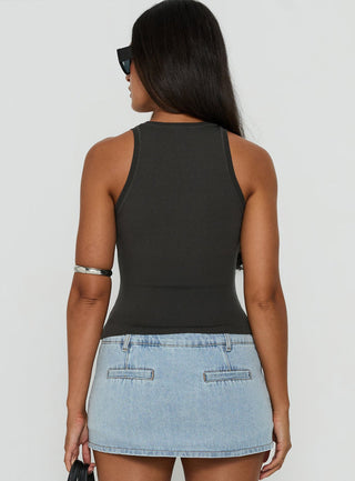 Solanah Knit Tank Top Charcoal