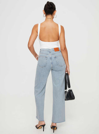 Fawcett High Rise Straight Leg Jeans Light Blue Wash Petite