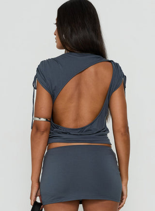Leeah Backless Top Navy