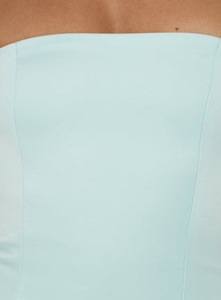 Soft Bloom Drop Waist Strapless Maxi Dress Blue