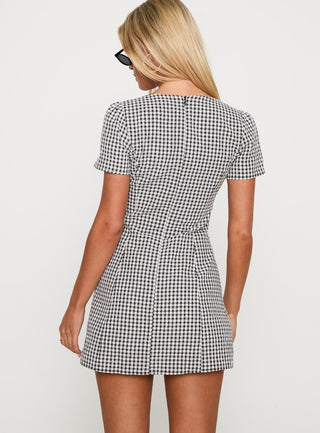 Loveliness Playsuit Black  White Check