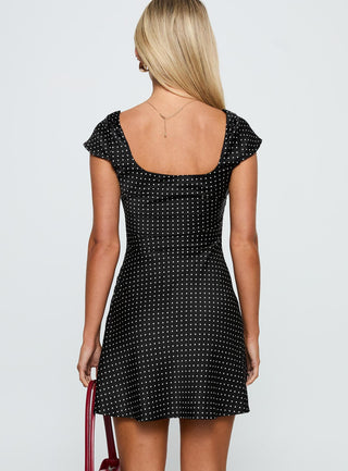 Lucienna Polka Dot Mini Dress Black  White